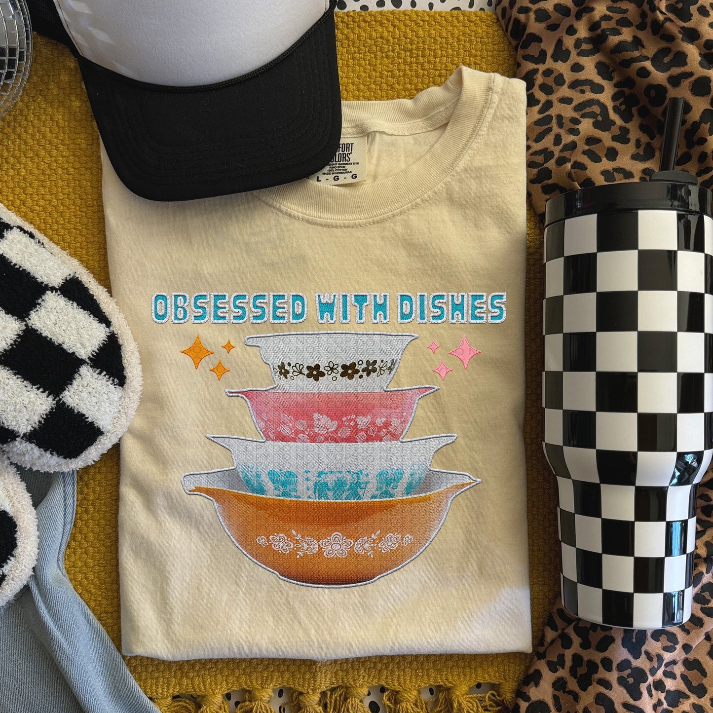 Obsessed with Dishes Stacked Multicolor Bowls | Comfort Colors Tee or Gildan Crewneck Sweatshirt