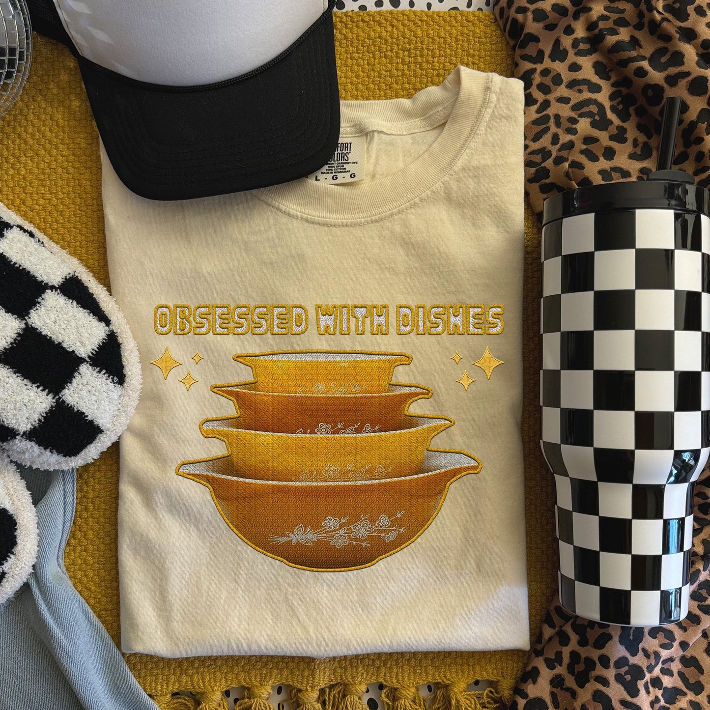 Obsessed with Dishes Yellow Stacked Bowls | Comfort Colors Tee or Gildan Crewneck Sweatshirt