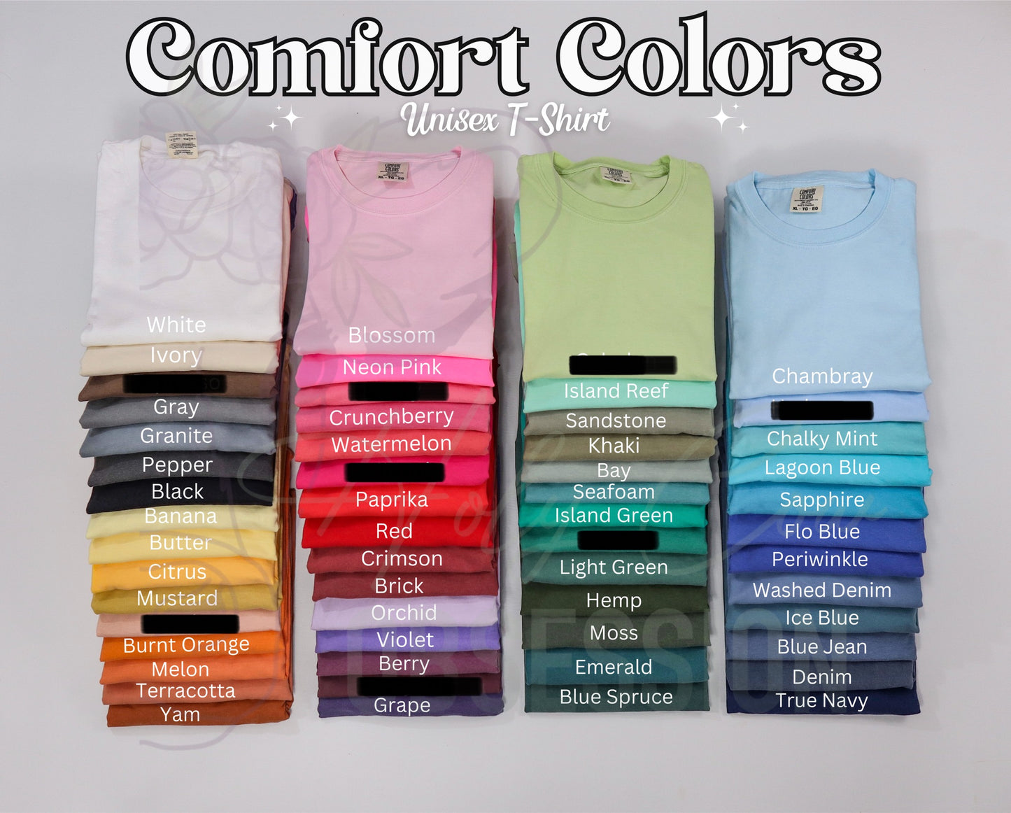 6030CC/1745CC Comfort Color Tee Colors