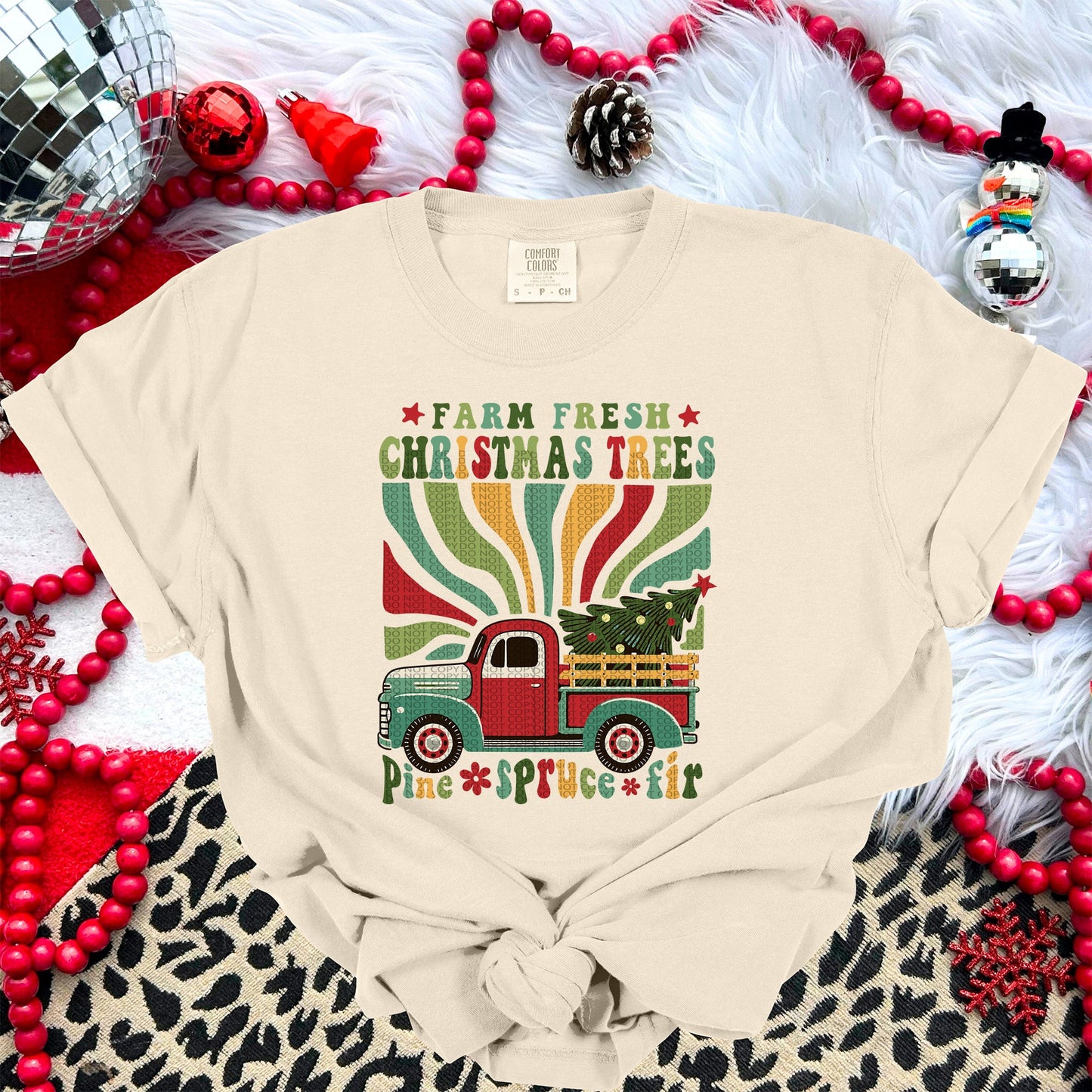 Farm Fresh Christmas Trees Retro| Comfort Colors Tee or Gildan Crewneck Sweatshirt