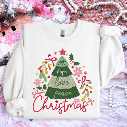 Joy Hope Love Peace Christmas | Comfort Colors Tee or Gildan Crewneck Sweatshirt