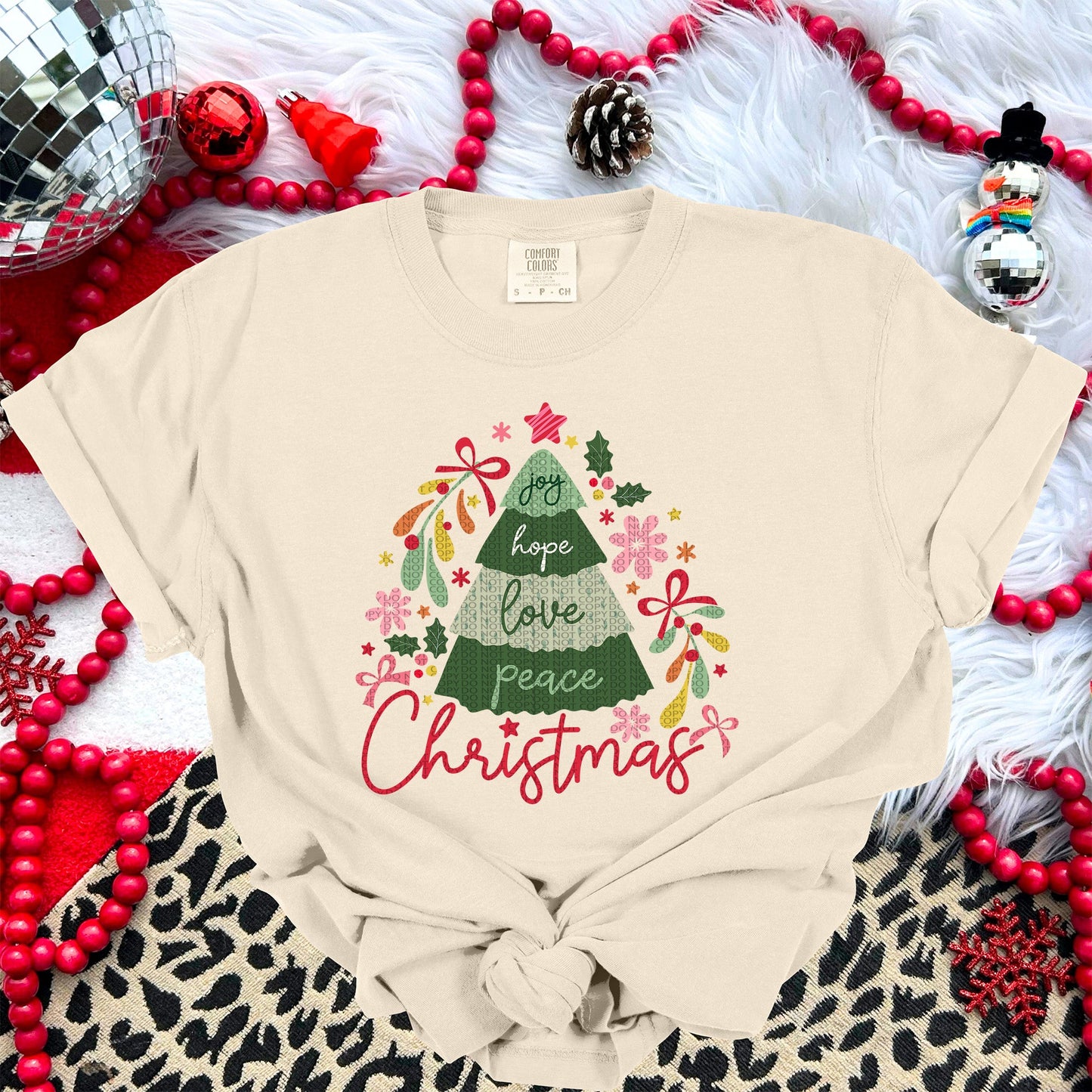 Joy Hope Love Peace Christmas | Comfort Colors Tee or Gildan Crewneck Sweatshirt