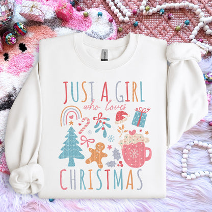 Just a Girl who Loves Christmas | Comfort Colors Tee or Gildan Crewneck Sweatshirt