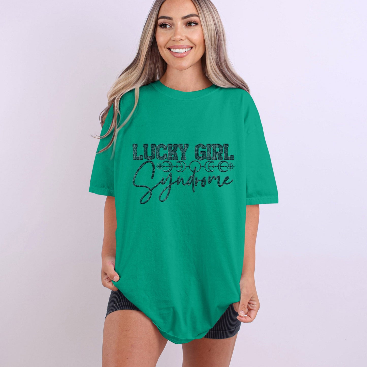 Lucky Girl Syndrome Teal | Comfort Colors Tee or Gildan Crewneck Sweatshirt