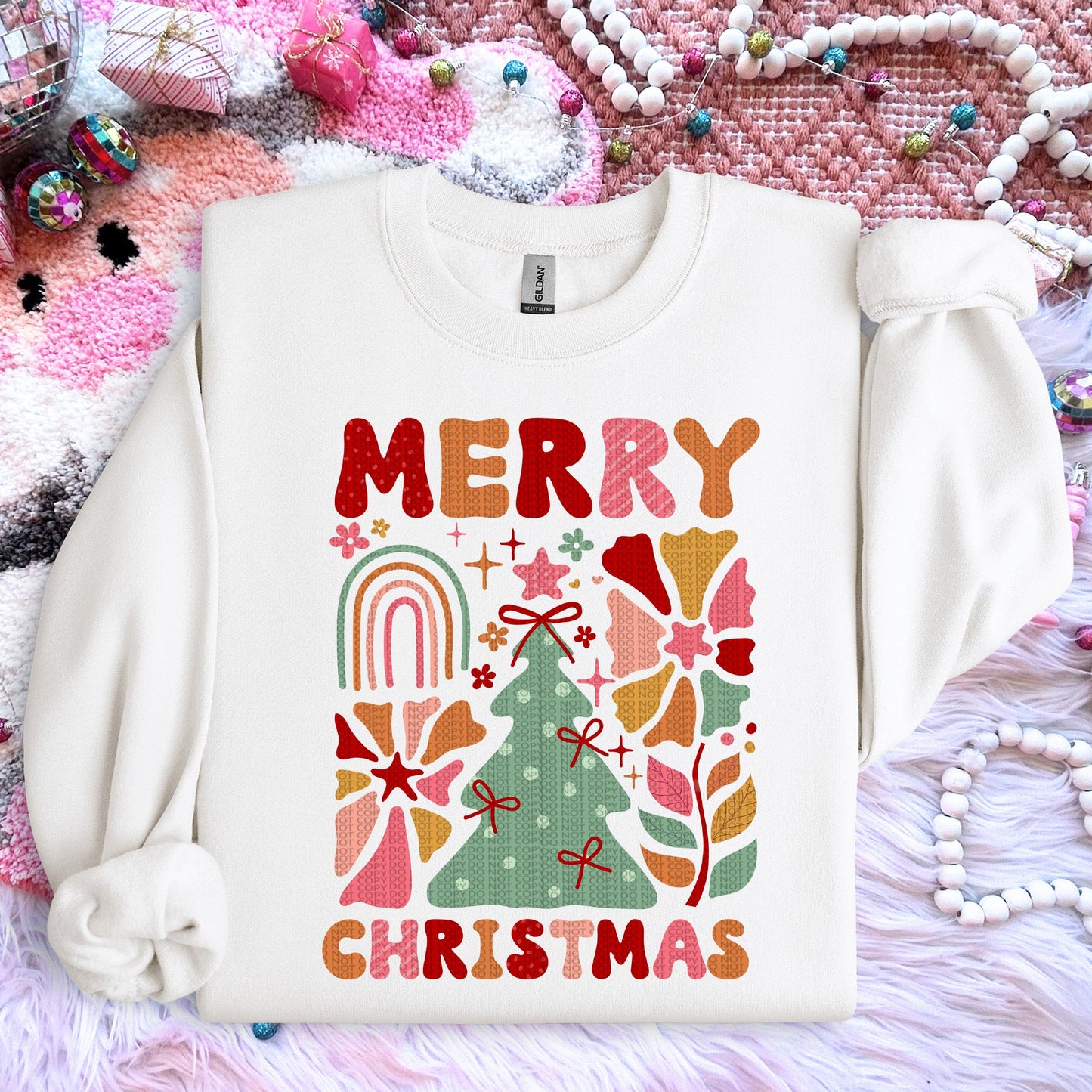 Merry Christmas Retro| Comfort Colors Tee or Gildan Crewneck Sweatshirt