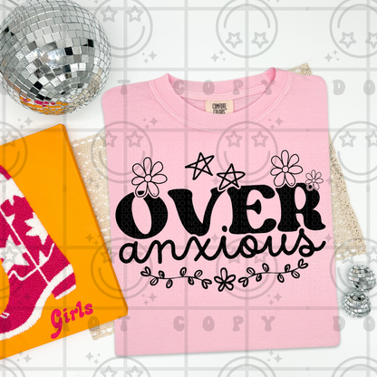 Over Anxious Flowers and Stars | Comfort Colors Tee