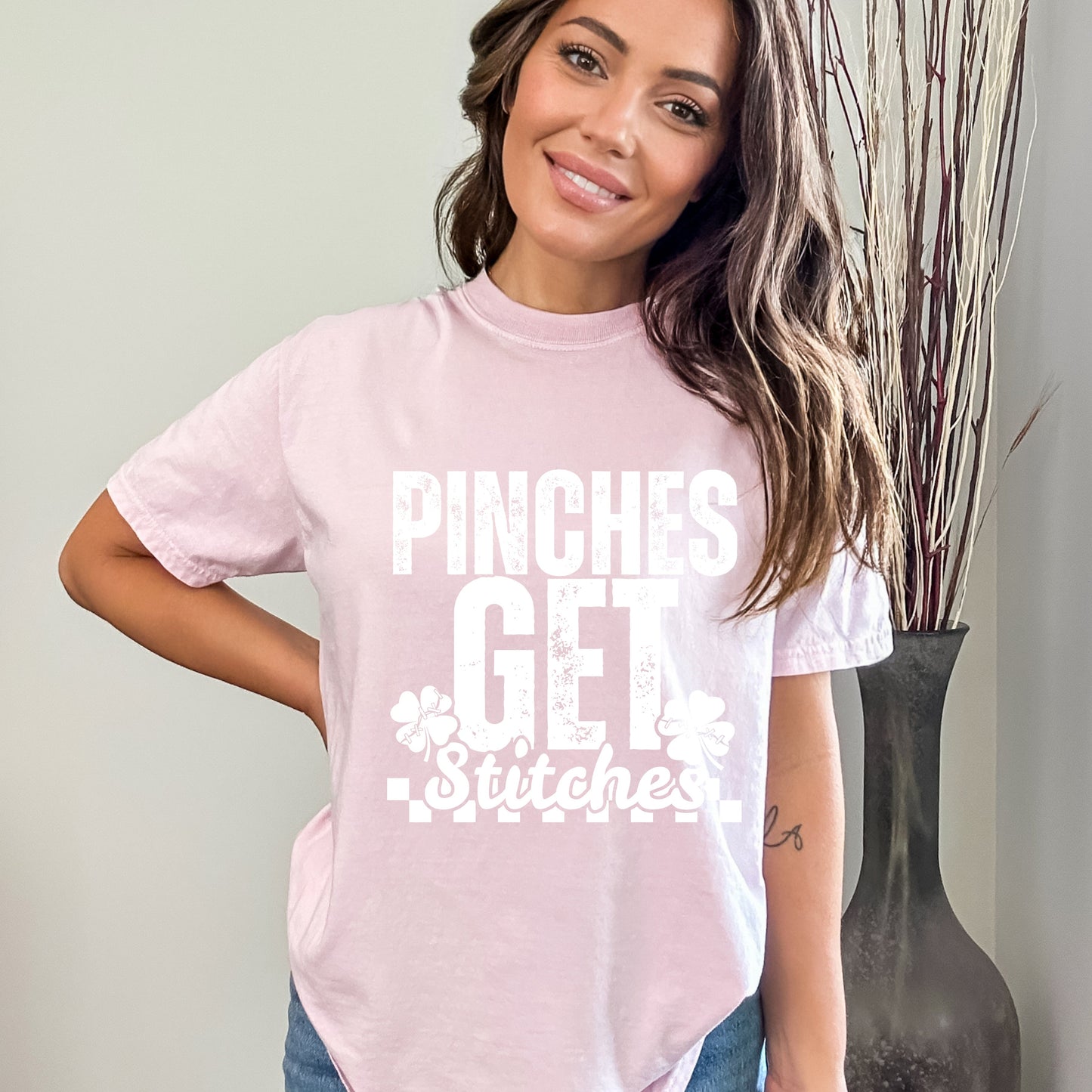 Pinches Get Stitches White Ink | Comfort Colors Tee or Gildan Crewneck Sweatshirt