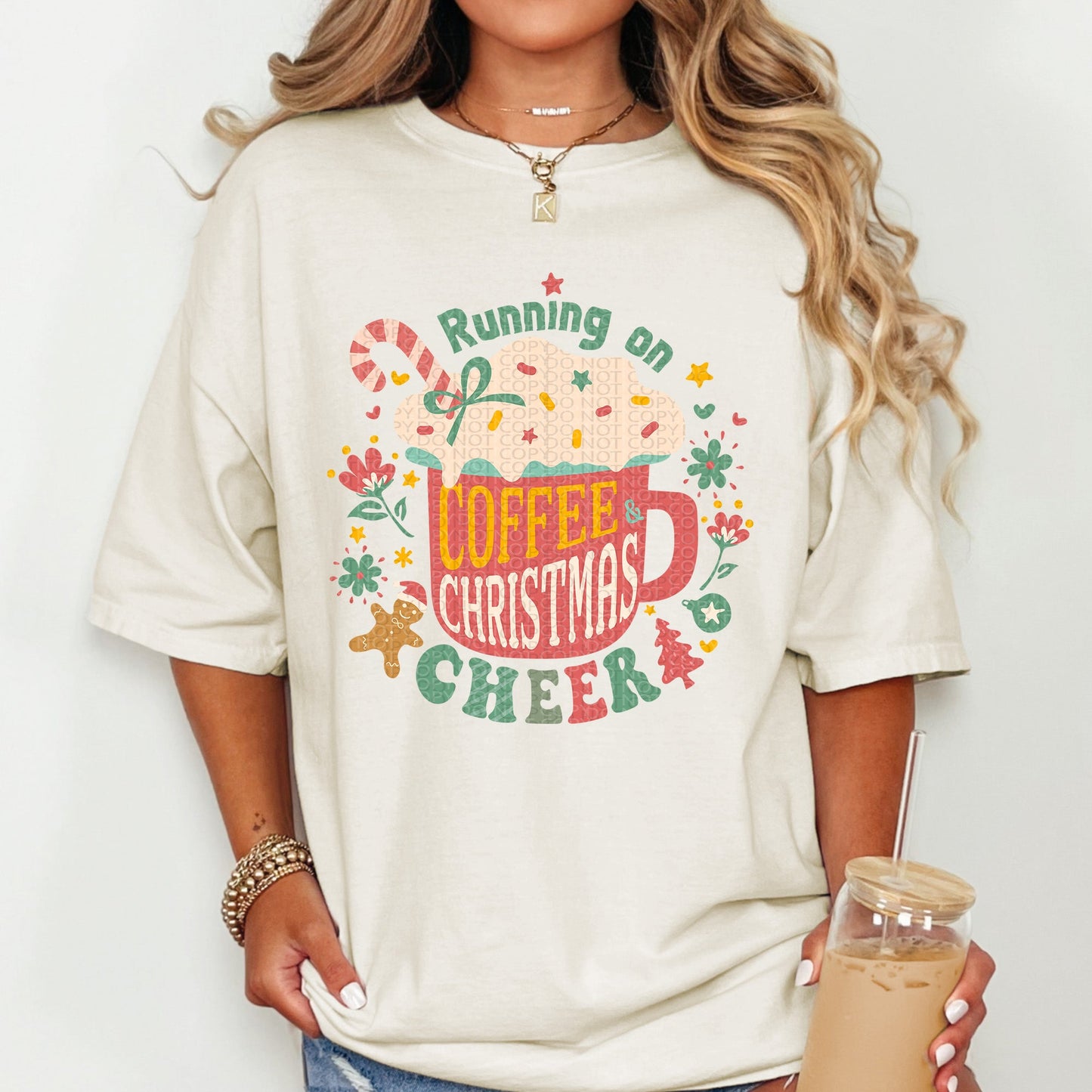 Running on Coffee and Christmas Cheer| Comfort Colors Tee or Gildan Crewneck Sweatshirt